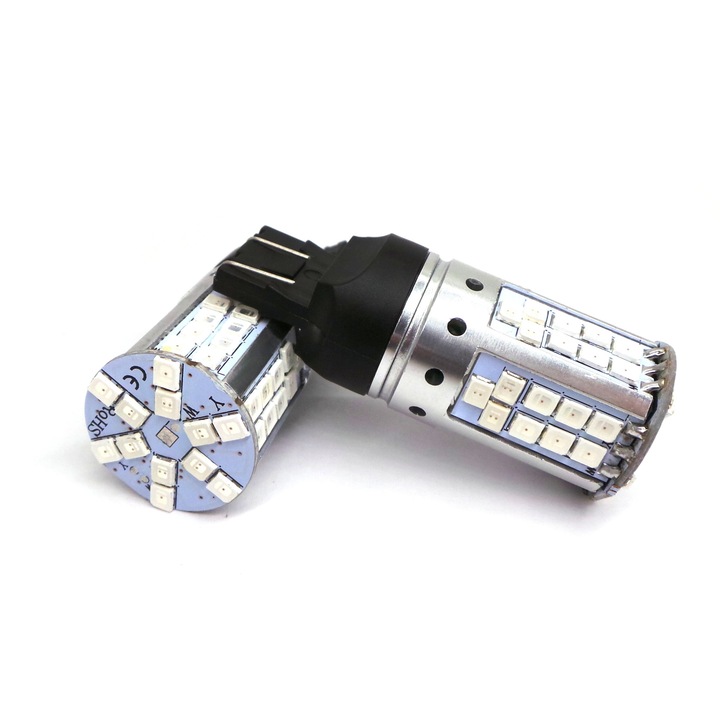 Set 2 becuri auto motoLEDy, LED W21/5W, 7443 12-24V CANBUS portocaliu-rosu, bicolor SUA