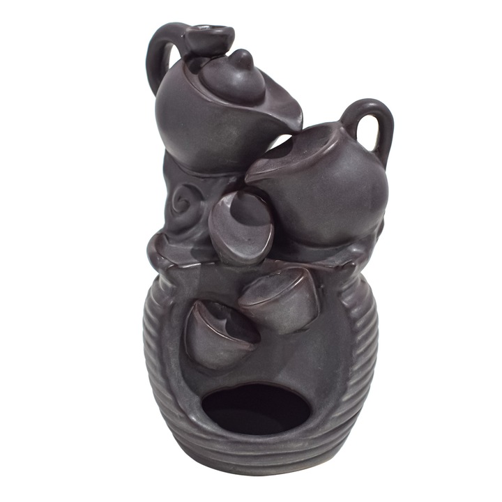 Suport conuri parfumate, Naimeed D5084, cascada de fum, aromaterapie, ceramica, Maro, 8x8x15cm