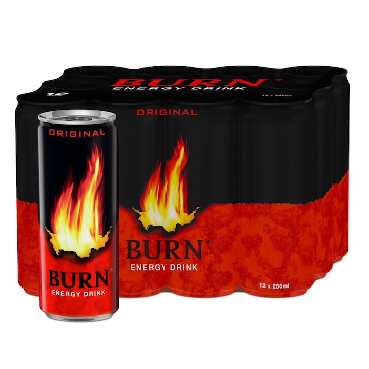Burn Original szénsavas vegyesgyümölcs ízű energiaital koffeinnel, 12x0.25l