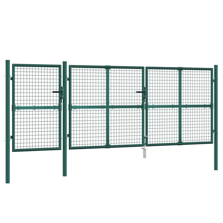 Poarta de gradina din plasa vidaXL, verde, 400x175 cm, otel galvanizat 50.37 kg 154537