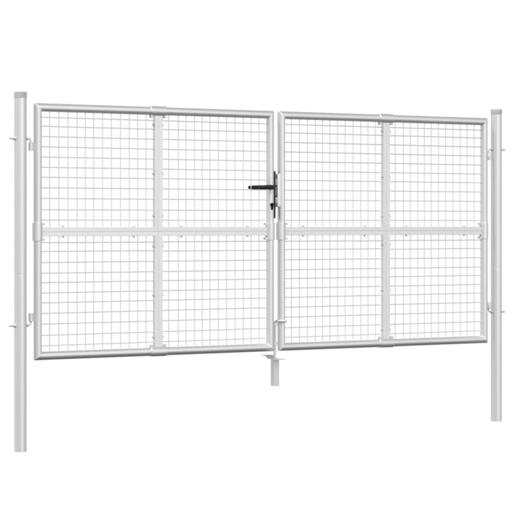 Poarta de gradina din plasa vidaXL, argintie 300x175 cm otel galvanizat 36.14 kg 154531