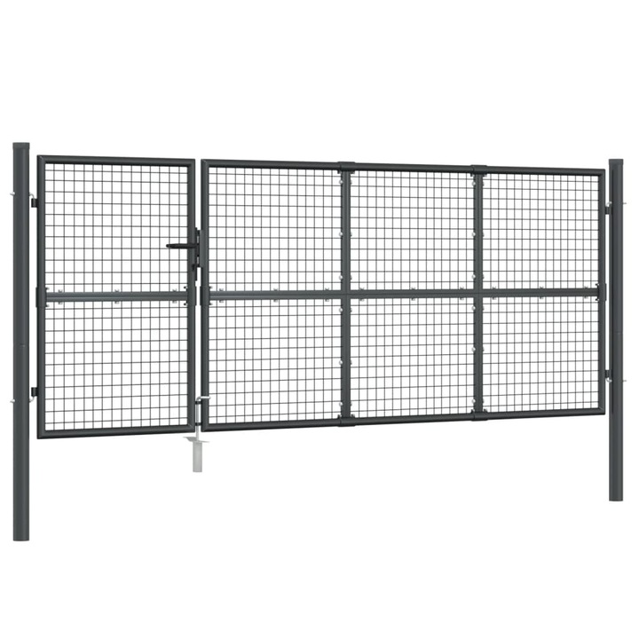 Poarta de gradina din plasa vidaXL, antracit 350x175 cm otel galvanizat 43.5 kg 154543