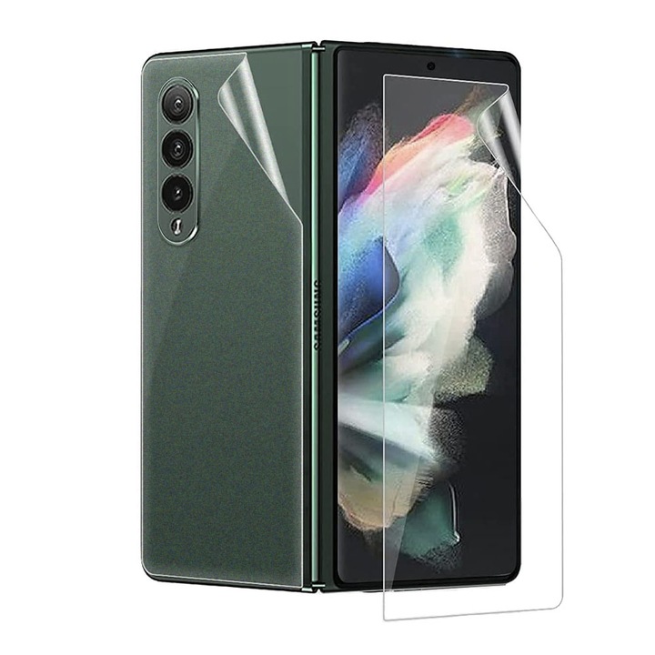 Védőfólia készlet 210 külső képernyő és matt hátfólia Samsung Galaxy Z Fold5 5G / Z Fold 5 5G készülékhez, regenerálható szilikon hidrogél, rugalmas hidrokristály, optimális megoldás, teljes ragasztó, egyszerű telepítés