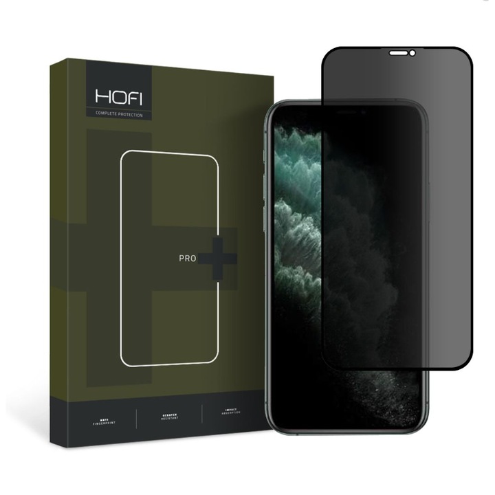 HOFI PRO+ Privacy képernyővédő fólia Apple iPhone 11 Pro / XS / iPhone X-hez, Secure Glass, Full Glue