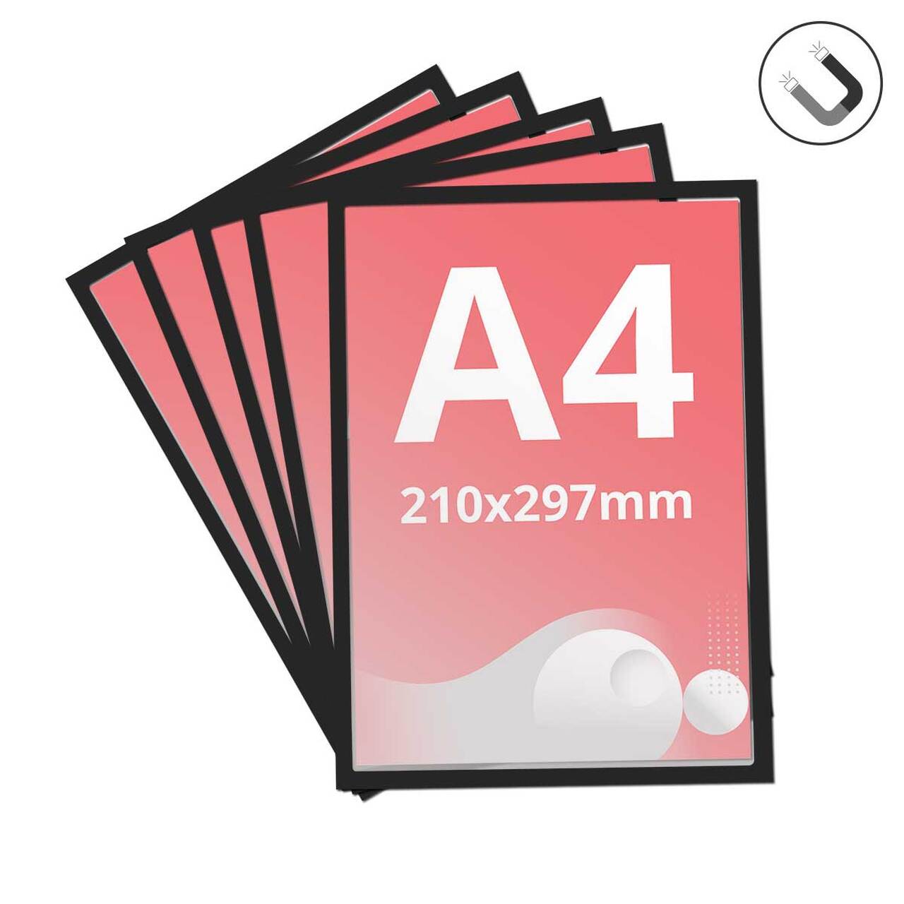 Insert/ Suport magnetic pentru afise, format A4( 210x297mm), negru