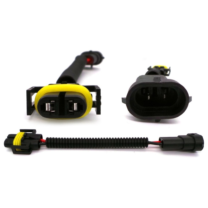Adaptor prelungitor conector electric, motoLEDy, pentru becuri auto, compatibil cu tipuri H8, H11, H16, H27/1, H27/2, 880, 881, 886, PGJ19/1, PGJ19/2, PGJ19/3, Set 2 piese