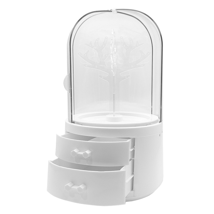 Кутия за бижута, Naimeed D5177, със система за въртене, 2 чекмеджета, Бяла