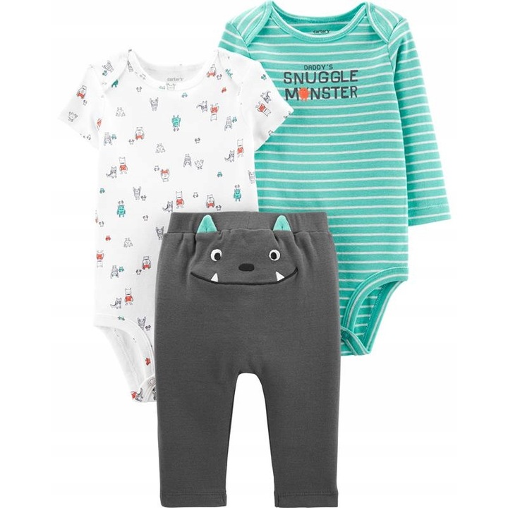 Set 3 piese, Carter's, imprimeu bumbac, multicolor, Multicolor