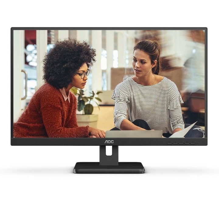 Монитор AOC, 27E3UM, 27" VA WLED, 1920x1080@75Hz, 4ms GtG, 300cd/m2, 3000:1, DCR 20M:1, AdaptiveSync, FlickerFree, Low Blue Light, 2Wx2, Tilt, D-SUB, HDMI, DP, USB hub, Черен