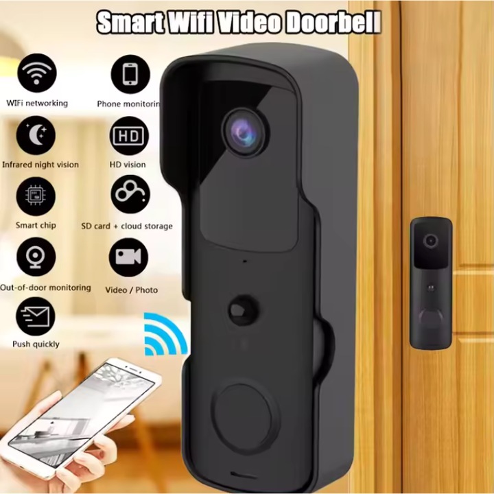 Sonerie Video Inteligenta MaGeCa® V30 fara fir/Wireless, Comunicare Bidirectionala de la distanta, Video Interfon HD, Night VIsion, Rezistenta la apa, Aplicatie dedicata iOS si Android, 2 baterii incluse