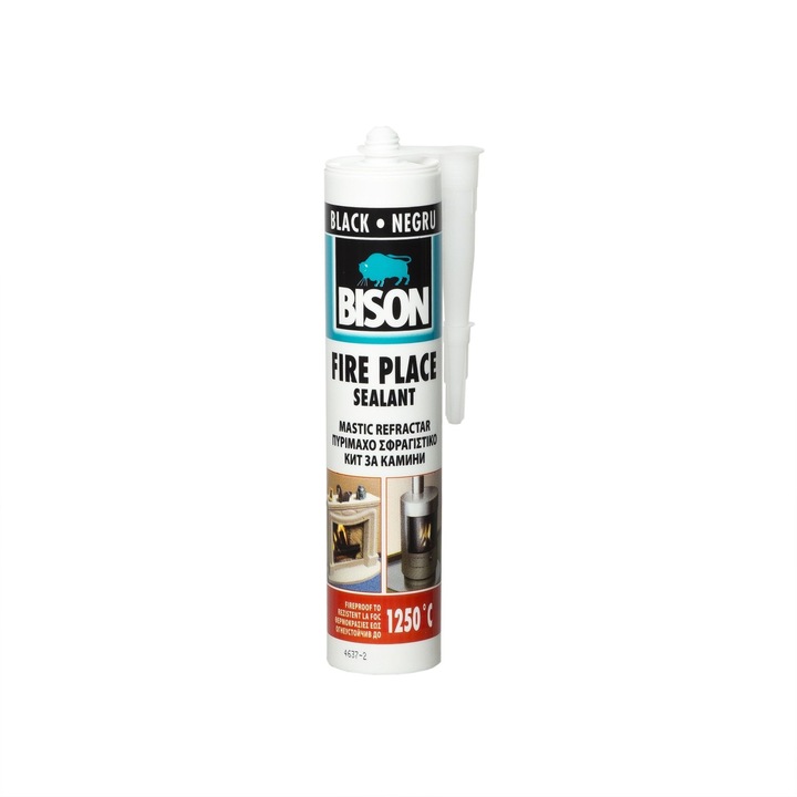 Mastic refractar Bison, de asamblare si montaj, pentru seminee, 530 g, negru