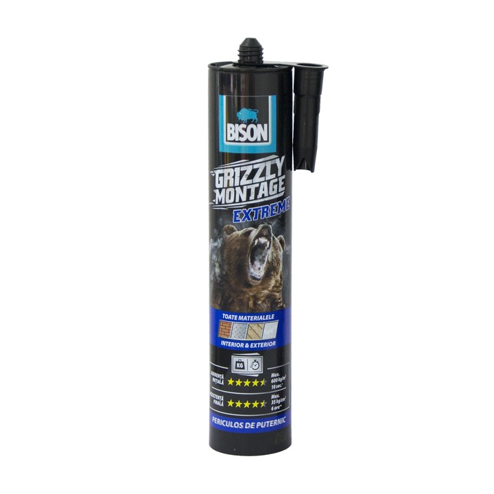 Adeziv Bison Grizzly Montage Power, de asamblare si montaj, universal, 435 g, alb
