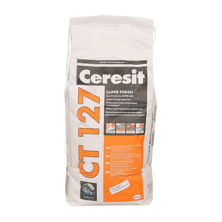 Glet Ceresit CT 127, pentru finisaje super fine, interior, alb, 5 kg