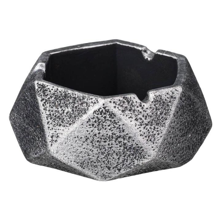 Shopiens® керамичен пепелник със сребриста шестоъгълна форма, 10,5 x 10,5 x 5 cm