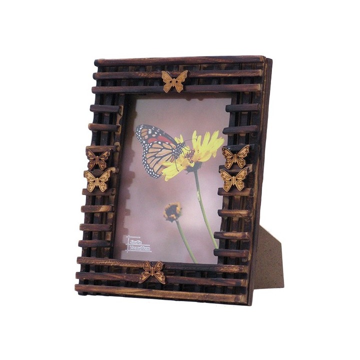 Rama foto lemn fluturi, Maro inchis, 19x24cm