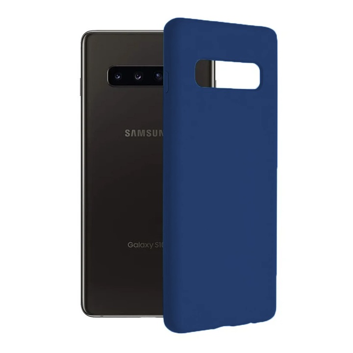 Husa din silicon compatibila cu Samsung Galaxy S10, Silicon TPU, Soft Feeling, Slim Fit, Hard TPU, Camera Protection, Albastru