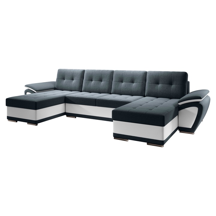 Coltar Jarelin U, MIRJAN24, gri inchis / alb, 336x157x97 cm