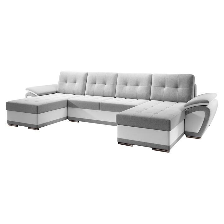 Coltar Jarelin U, MIRJAN24, gri deschis / alb, 336x157x97 cm