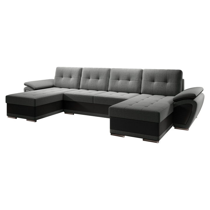 Coltar Jarelin U, MIRJAN24, gri / negru, 336x157x97 cm