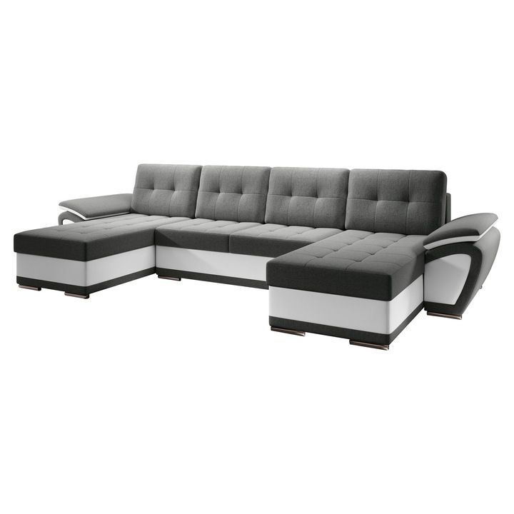 Coltar Jarelin U, MIRJAN24, gri / alb, 336x157x97 cm