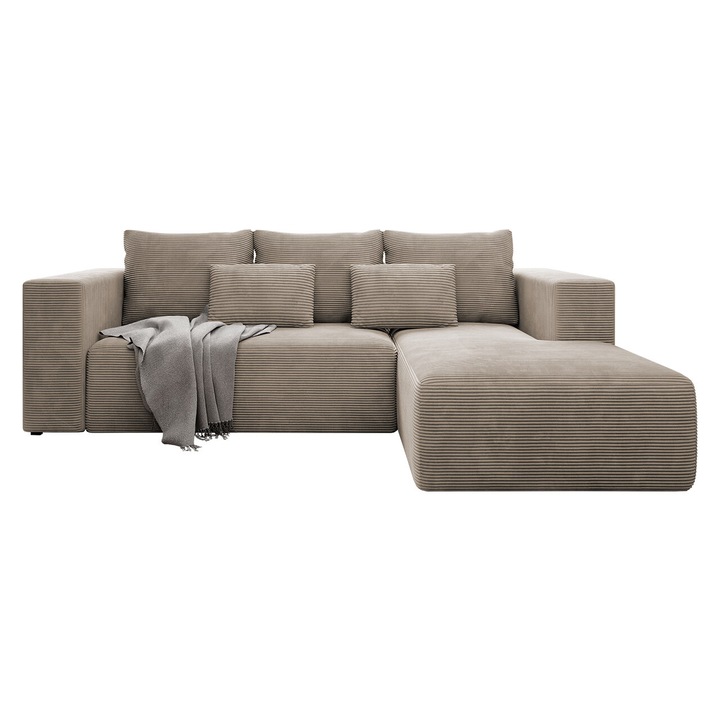 Coltar Stripes, MIRJAN24, Dreapta, bej, 255x161x91 cm