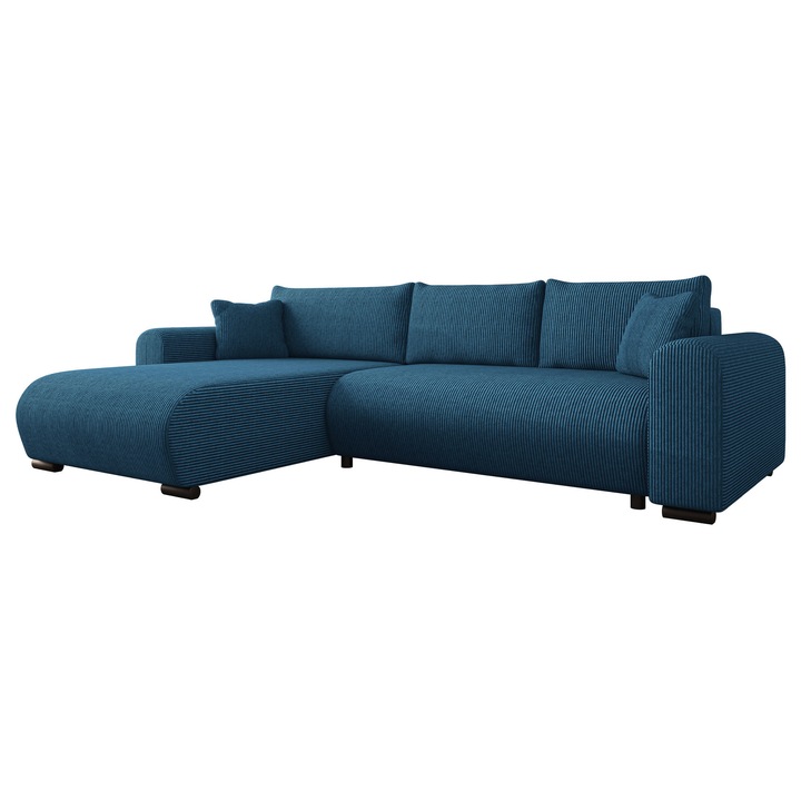 Coltar Stripes, MIRJAN24, Stanga, Albastru, 255x161x91 cm