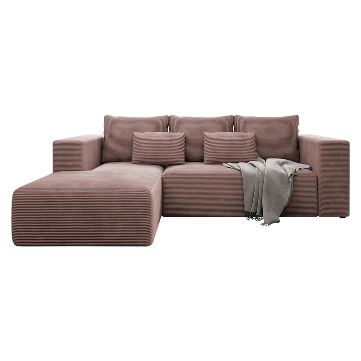 Coltar Stripes, MIRJAN24, Stanga, Roz deschis, 255x161x91 cm