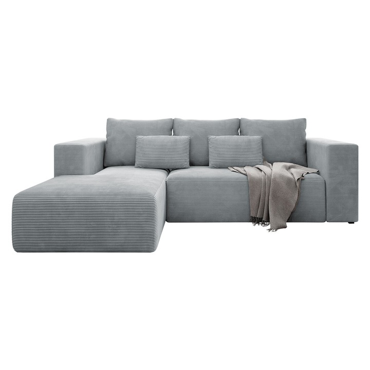 Coltar Stripes, MIRJAN24, Stanga, Gri, 255x161x91 cm