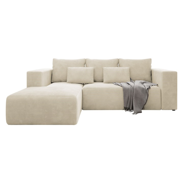 Coltar Stripes, MIRJAN24, Stanga, Bej inchis, 255x161x91 cm