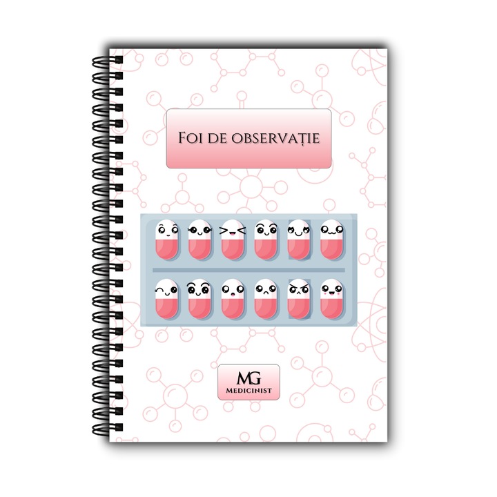 Caiet A5, MG Medicinist, Foi de Observatie Pacienti, Pastile Medicina si Farmacie, 80 file