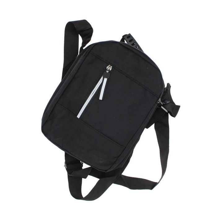 Férfi táska, váll/kéz, szintetikus anyagból, ButicCochet, 22x16x6 cm, 4 rekeszes, Fekete - GNM72