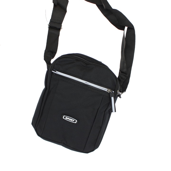 Férfi táska, váll/kéz, szintetikus anyagból, ButicCochet, 22x16x6 cm, 4 rekeszes, Fekete - GNM77