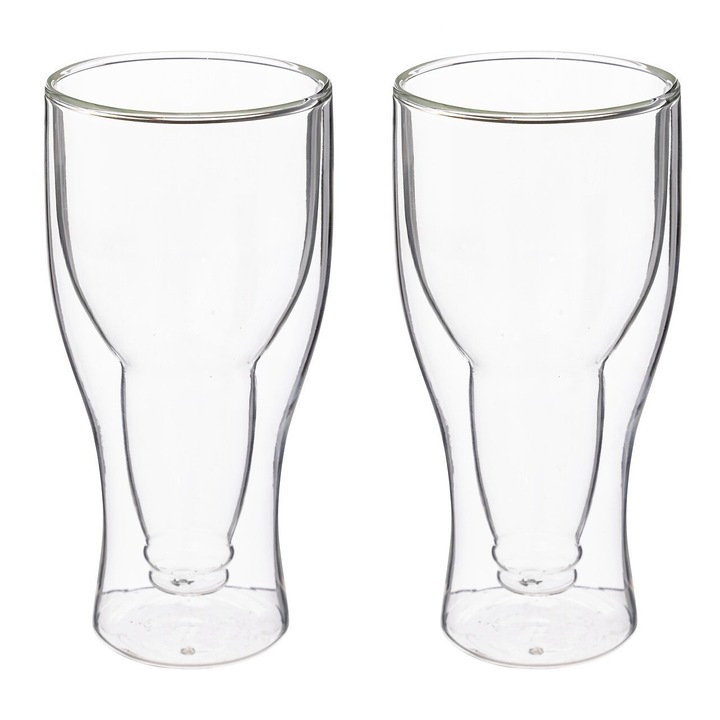 KRASINO Hans Beer pohár készlet, boroszilikát üveg, dupla falú, 2 db, 350 ml