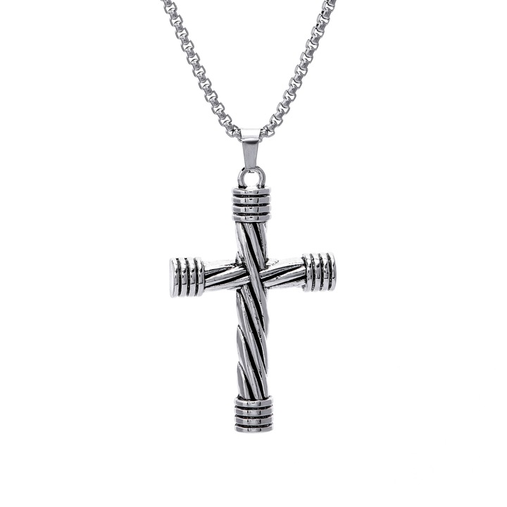 Верижка с висулка с кръст, сребро, унисекс