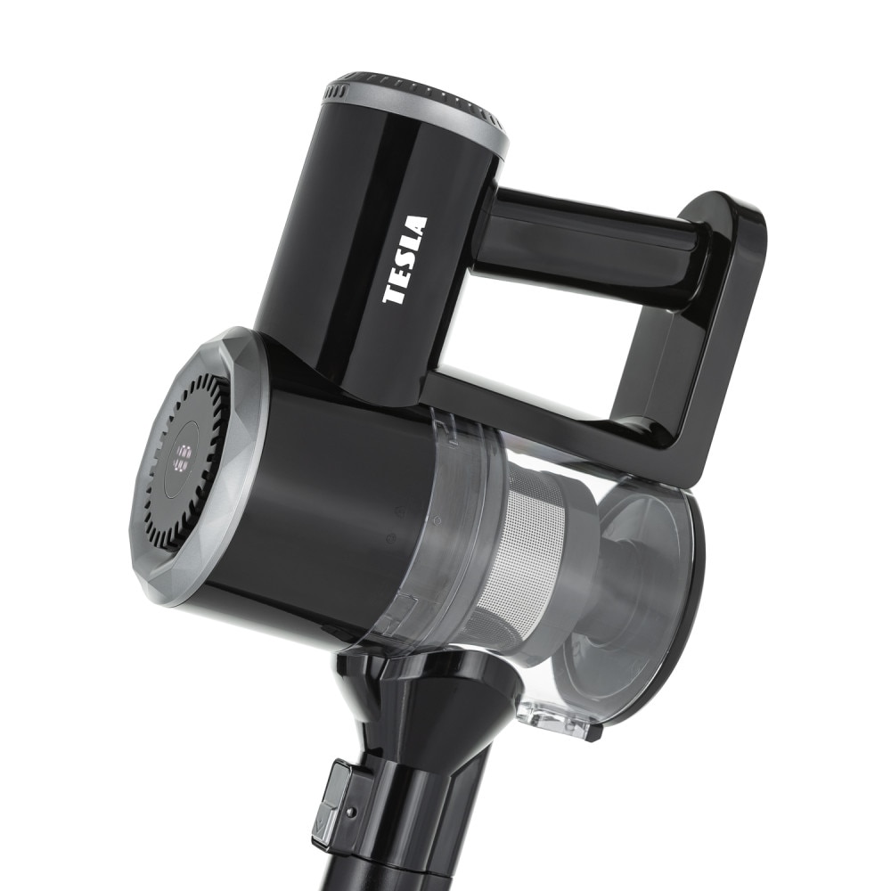 Aspirator vertical portabil fara fir TESLA Purestar E20, 220W, tehnologie ciclonica, 2 trepte de putere, 0.9 L, Turbo brush