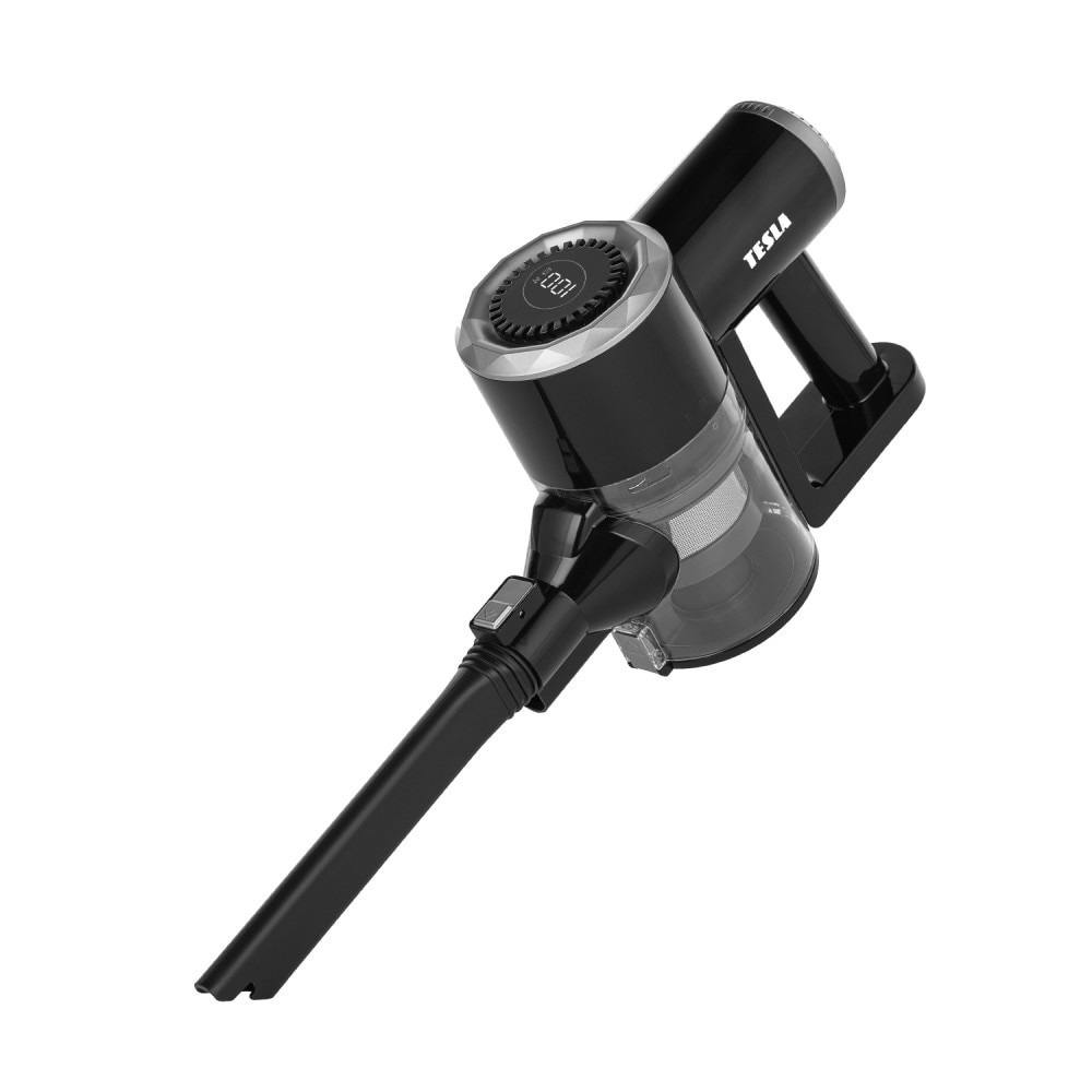 Aspirator vertical portabil fara fir TESLA Purestar E20, 220W, tehnologie ciclonica, 2 trepte de putere, 0.9 L, Turbo brush