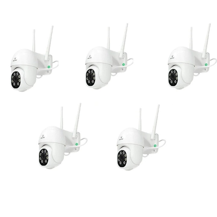 Set 5 Camere JORTAN de exterior J-8170, WiFi cu Night Vision si Monitorizare live pe Telefonul mobil