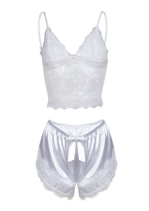 Pijamale dama, Dkaren, Poliester/Dantela, Alb, 2XL, Geometric