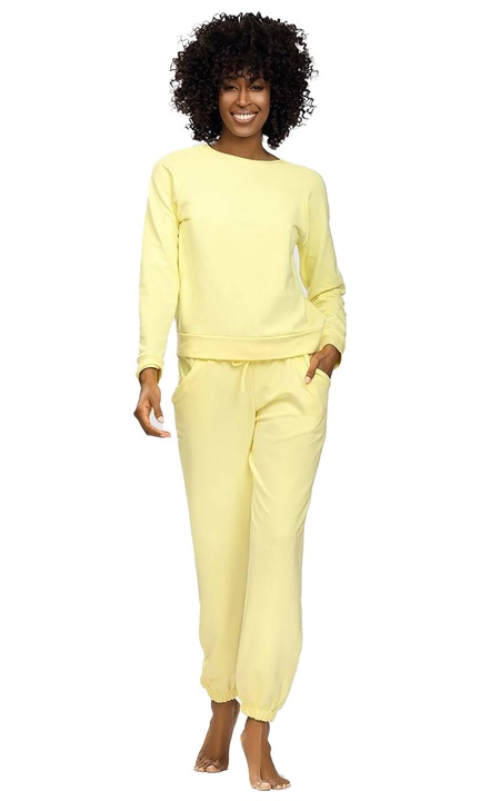 Set trening dama, Galben, Bumbac, VENEZJA, Dkaren, Galben, XL