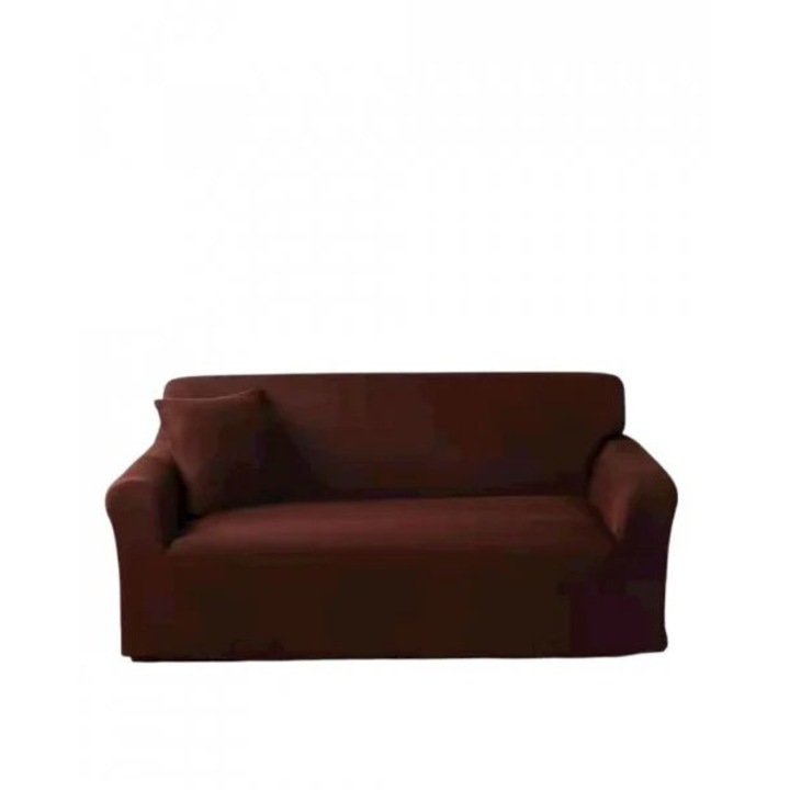 Modern elasztikus huzat 2 személyes kanapéhoz 1 párnahuzattal, M-es méret, barna
