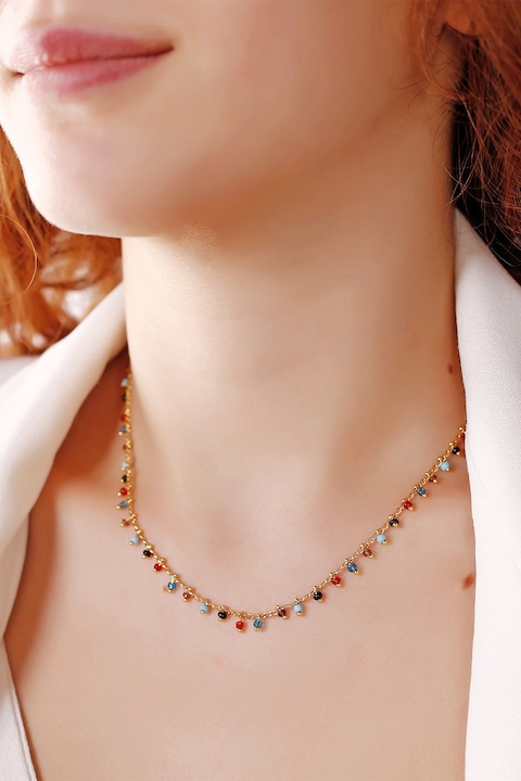 Atelier Miu, Colier cu margele miyuki, Auriu, Negru, Albastru