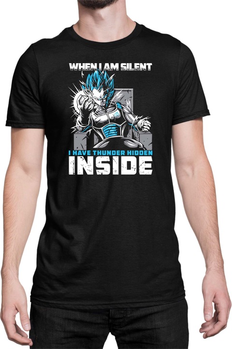 Férfi póló Dragon Ball Z Vegeta Thunder, Fekete