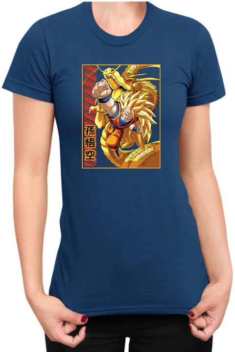Női póló Dragon Ball Z Goku SSJ 01, Tengerészkék