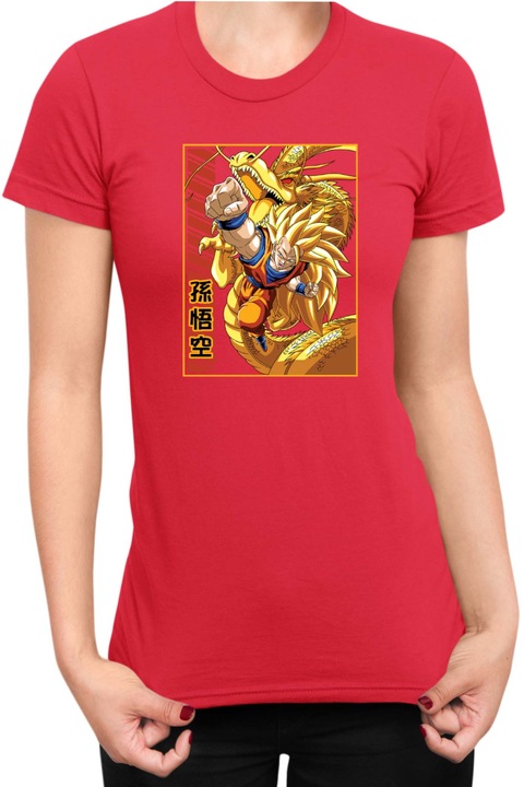 Női póló Dragon Ball Z Goku SSJ 01, Piros