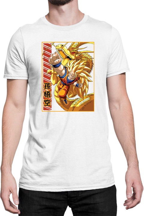 Férfi póló Dragon Ball Z Goku SSJ 01, Fehér