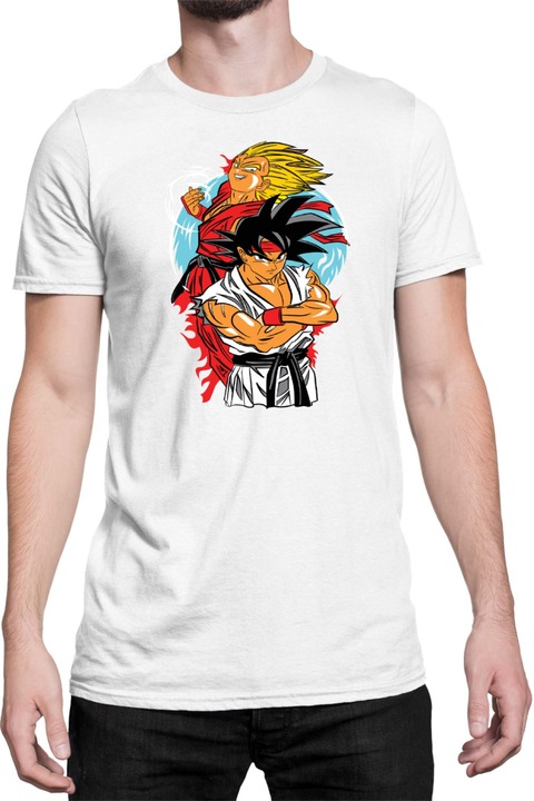 Férfi póló Dragon Ball Z Goku Street Figther, Fehér