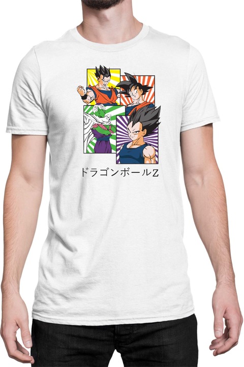 Férfi póló Dragon Ball Z Goku Vegeta Piccolo, Fehér