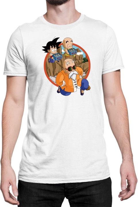 Férfi póló Dragon Ball Z Master Roshi Goku Krillin, Fehér