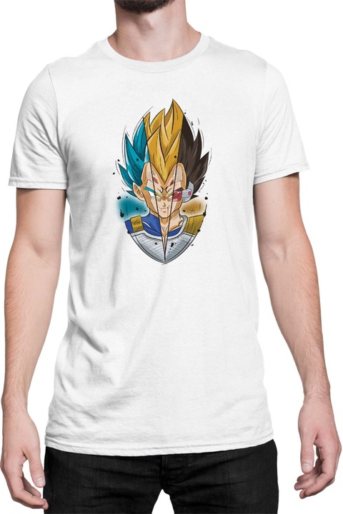 Férfi póló Dragon Ball Z Vegeta Blue Yellow, Fehér