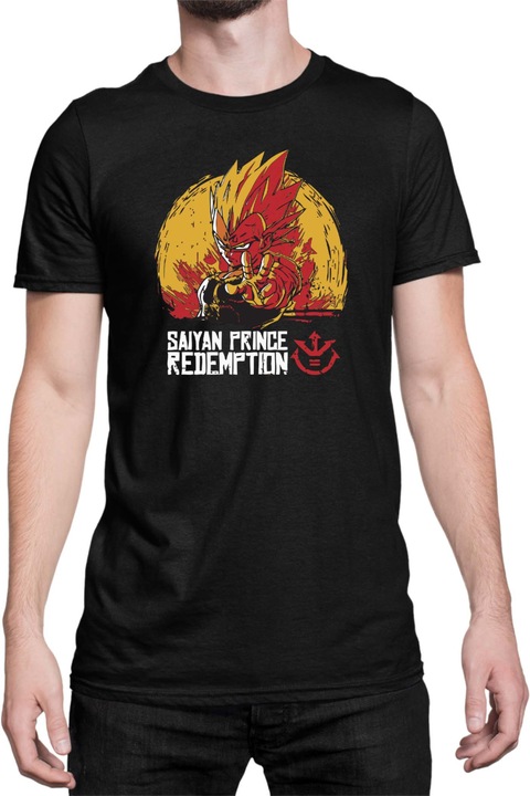 Férfi póló Dragon Ball Z Vegeta Saiyan Prince, Fekete